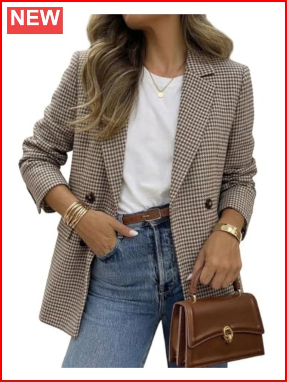 Oversized Plaid Tweed Blazer, Boyfriend Jacket for Work